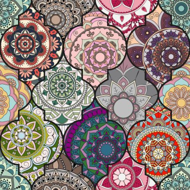 Seamless modeli. Vintage dekoratif öğeler. Elle çizilmiş backgr