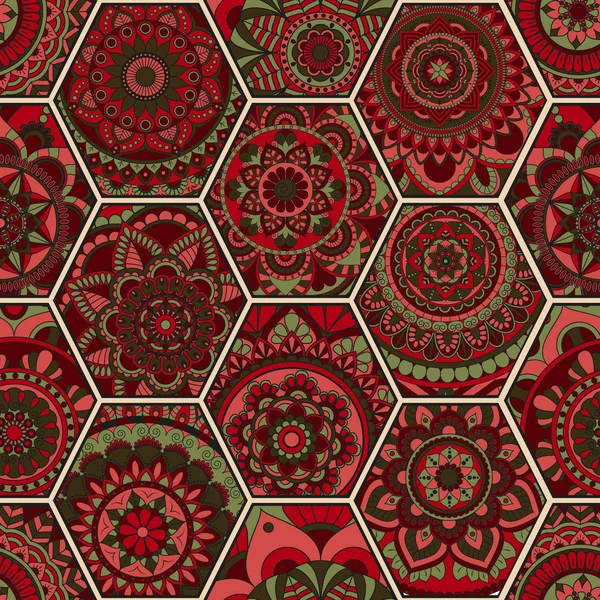 Lüks oryantal kiremit seamless modeli. Renkli çiçek patchwork