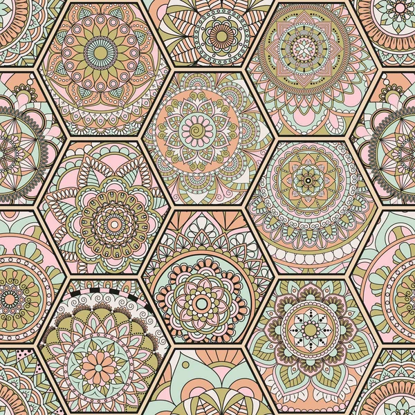 Lüks oryantal kiremit seamless modeli. Renkli çiçek patchwork