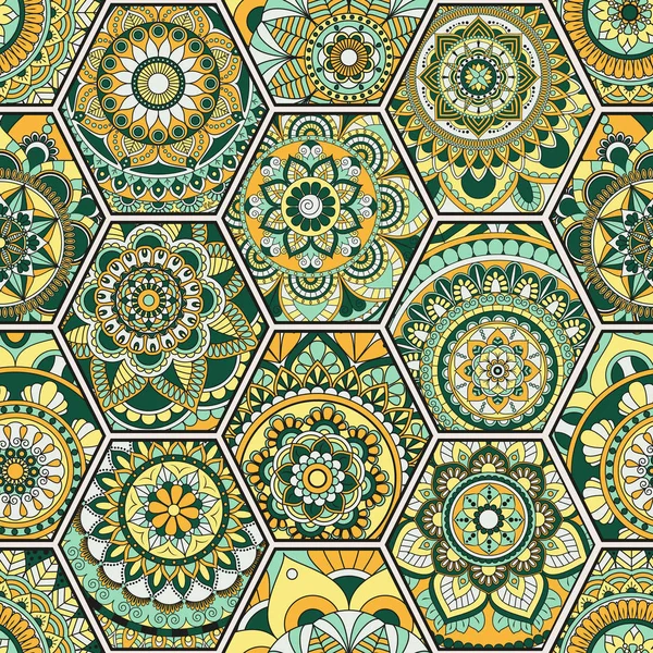 Lüks oryantal kiremit seamless modeli. Renkli çiçek patchwork