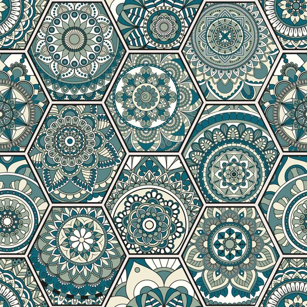 Lüks oryantal kiremit seamless modeli. Renkli çiçek patchwork