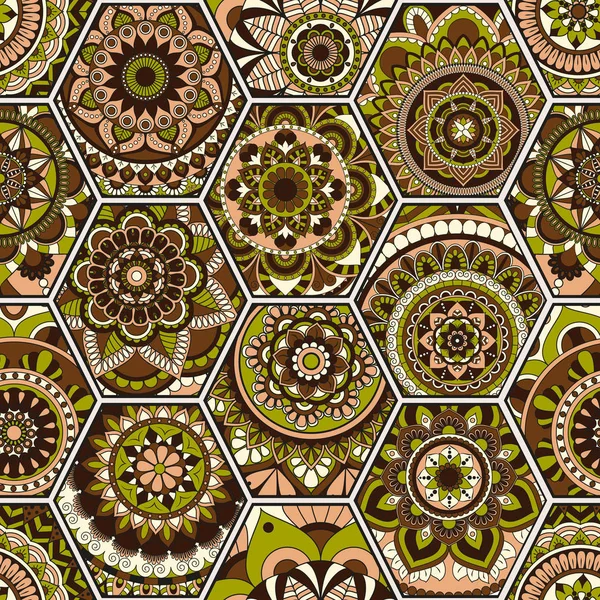 Lüks oryantal kiremit seamless modeli. Renkli çiçek patchwork