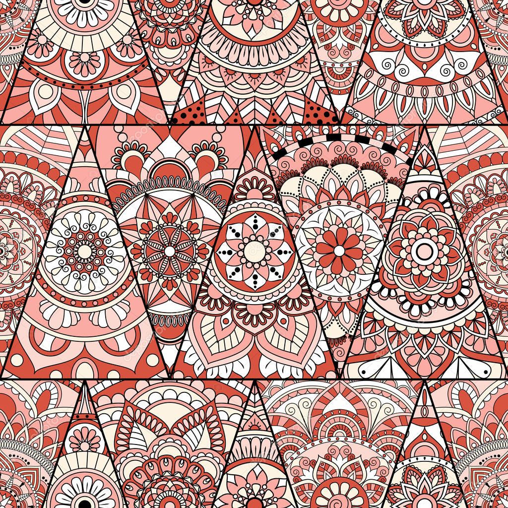 Seamless mandalas pattern. Vintage decorative elements with mand