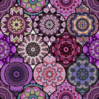 Seamless modeli. Vintage dekoratif öğeler. Elle çizilmiş backgr