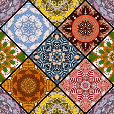 Seamless modeli. Vintage dekoratif öğeler. Elle çizilmiş backgr