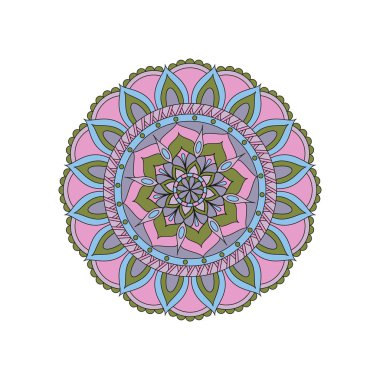 Çiçek mandalalar. Vintage dekoratif öğeler. Oryantal desen, 