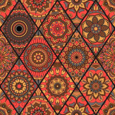 Seamless modeli. Vintage dekoratif öğeler. Elle çizilmiş backgr