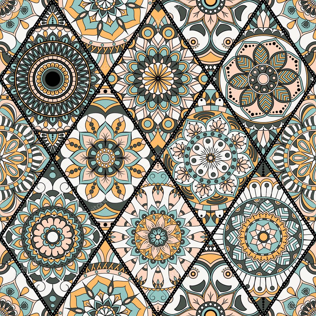 Seamless pattern. Vintage decorative elements. Hand drawn backgr