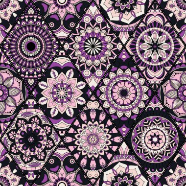 Seamless modeli. Vintage dekoratif öğeler. Elle çizilmiş backgr