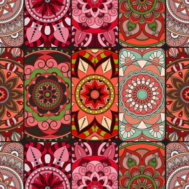 Dikişsiz Desen döşemesi mandalalar ile. Vintage dekor elementleri