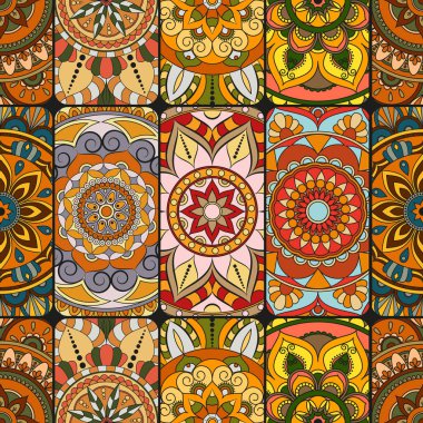 Dikişsiz Desen döşemesi mandalalar ile. Vintage dekor elementleri