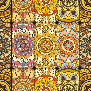 Dikişsiz Desen döşemesi mandalalar ile. Vintage dekor elementleri