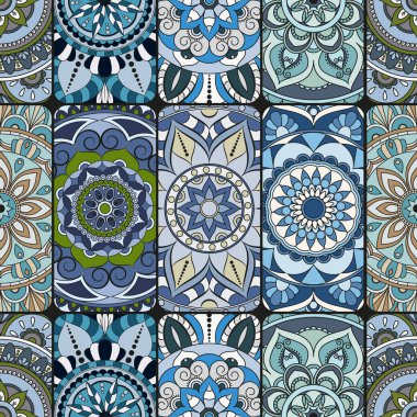 Dikişsiz Desen döşemesi mandalalar ile. Vintage dekor elementleri