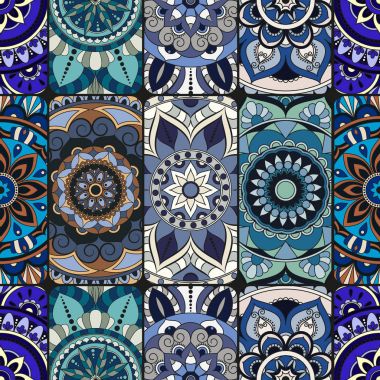 Dikişsiz Desen döşemesi mandalalar ile. Vintage dekor elementleri