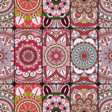 Dikişsiz Desen döşemesi mandalalar ile. Vintage dekor elementleri