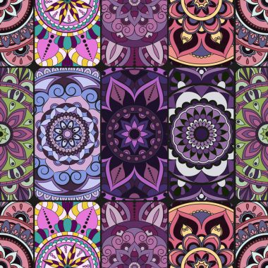 Dikişsiz Desen döşemesi mandalalar ile. Vintage dekor elementleri