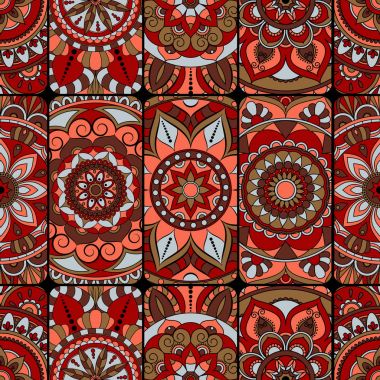 Dikişsiz Desen döşemesi mandalalar ile. Vintage dekor elementleri