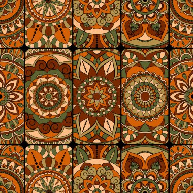 Dikişsiz Desen döşemesi mandalalar ile. Vintage dekor elementleri