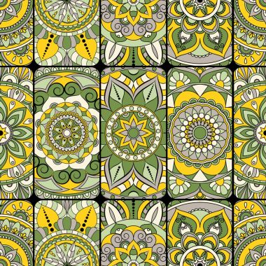 Dikişsiz Desen döşemesi mandalalar ile. Vintage dekor elementleri