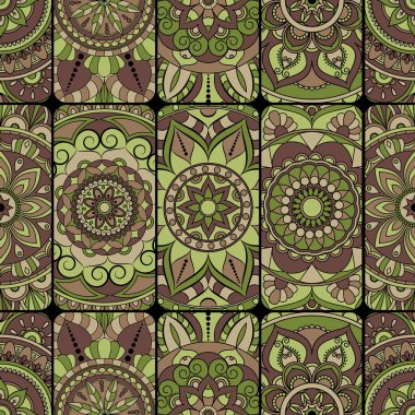 Dikişsiz Desen döşemesi mandalalar ile. Vintage dekor elementleri