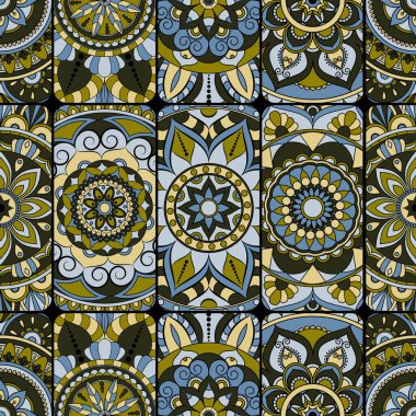 Dikişsiz Desen döşemesi mandalalar ile. Vintage dekor elementleri