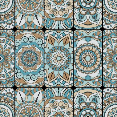 Dikişsiz Desen döşemesi mandalalar ile. Vintage dekor elementleri