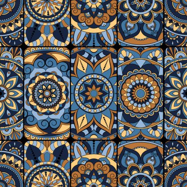 Dikişsiz Desen döşemesi mandalalar ile. Vintage dekor elementleri