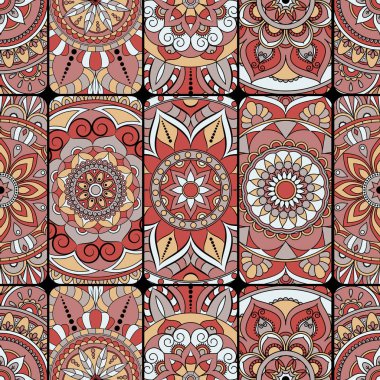 Dikişsiz Desen döşemesi mandalalar ile. Vintage dekor elementleri