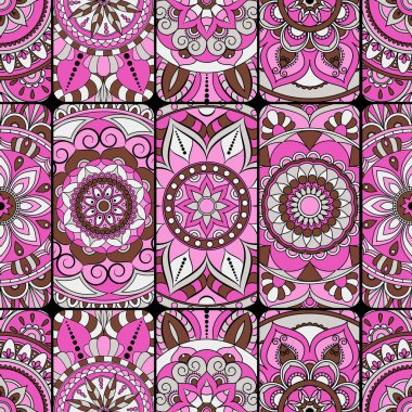 Dikişsiz Desen döşemesi mandalalar ile. Vintage dekor elementleri