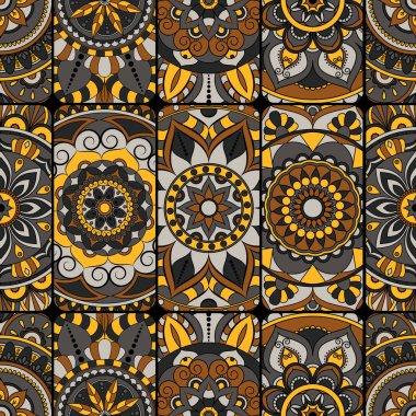 Dikişsiz Desen döşemesi mandalalar ile. Vintage dekor elementleri