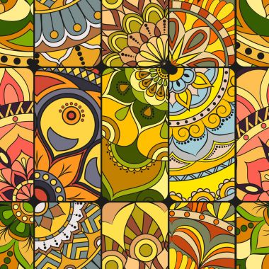 Dikişsiz Desen döşemesi mandalalar ile. Vintage dekor elementleri