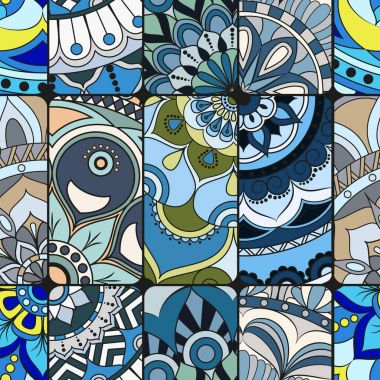 Dikişsiz Desen döşemesi mandalalar ile. Vintage dekor elementleri