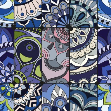 Dikişsiz Desen döşemesi mandalalar ile. Vintage dekor elementleri