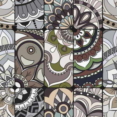 Dikişsiz Desen döşemesi mandalalar ile. Vintage dekor elementleri