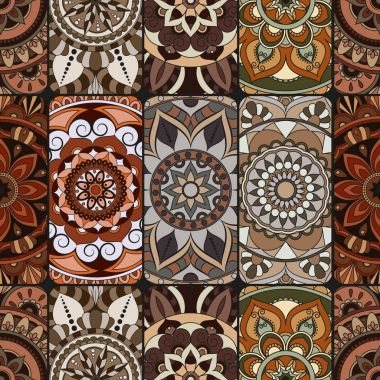 Dikişsiz Desen döşemesi mandalalar ile. Vintage dekor elementleri