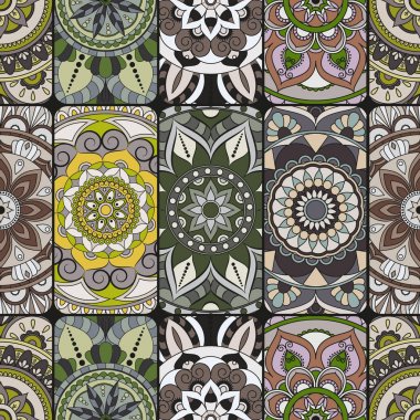 Dikişsiz Desen döşemesi mandalalar ile. Vintage dekor elementleri