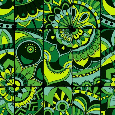 Dikişsiz Desen döşemesi mandalalar ile. Vintage dekor elementleri