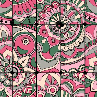 Dikişsiz Desen döşemesi mandalalar ile. Vintage dekor elementleri