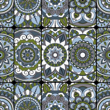 Dikişsiz Desen döşemesi mandalalar ile. Vintage dekor elementleri