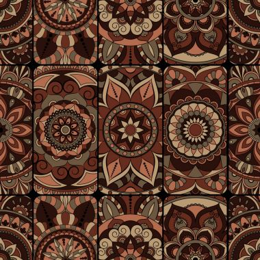 Dikişsiz Desen döşemesi mandalalar ile. Vintage dekor elementleri