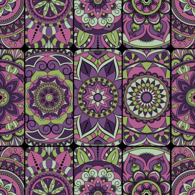 Dikişsiz Desen döşemesi mandalalar ile. Vintage dekor elementleri