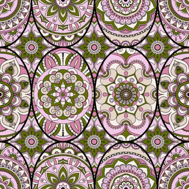 Dikişsiz Desen döşemesi mandalalar ile. Vintage dekor elementleri