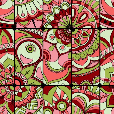 Dikişsiz Desen döşemesi mandalalar ile. Vintage dekor elementleri