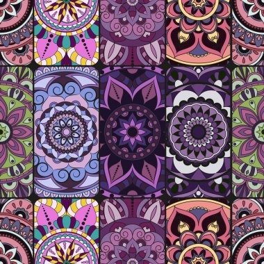 Dikişsiz Desen döşemesi mandalalar ile. Vintage dekor elementleri