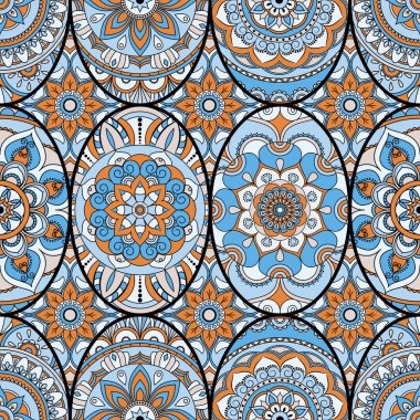 Dikişsiz Desen döşemesi mandalalar ile. Vintage dekor elementleri