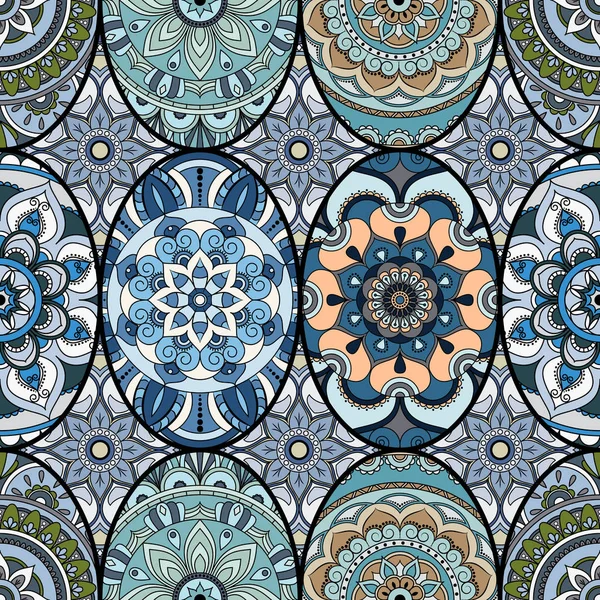 Azulejo padrão sem costura com mandalas. Elementos decorativos vintage — Fotografia de Stock