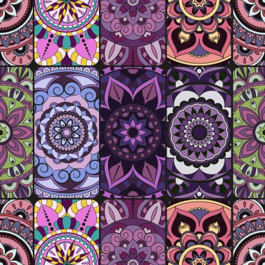 Dikişsiz Desen döşemesi mandalalar ile. Vintage dekor elementleri