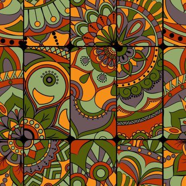 Dikişsiz Desen döşemesi mandalalar ile. Vintage dekor elementleri