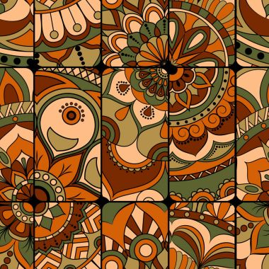 Dikişsiz Desen döşemesi mandalalar ile. Vintage dekor elementleri