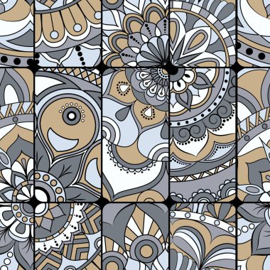 Dikişsiz Desen döşemesi mandalalar ile. Vintage dekor elementleri